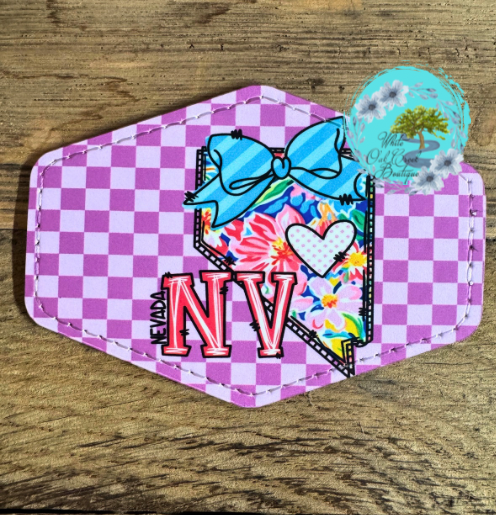 Nevada Blue Bow Leather Trucker Hat Patch