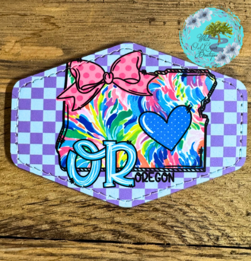 Oregon Pink Bow Leather Trucker Hat Patch