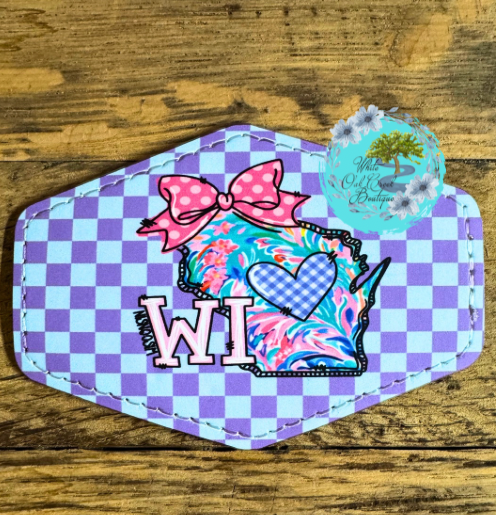 Wisconsin Pink Bow Leather Trucker Hat Patch