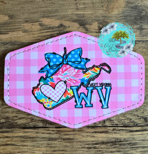 West Virginia blue Bow Leather Trucker Hat Patch