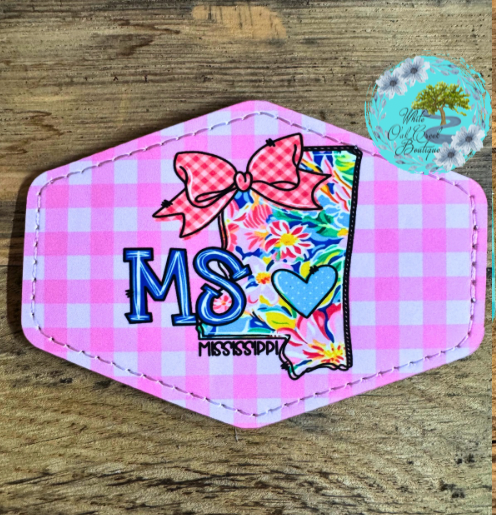 Mississippi Pink Bow Leather Trucker Hat Patch