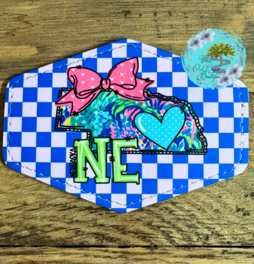 Nebraska Pink Bow Leather Trucker Hat Patch