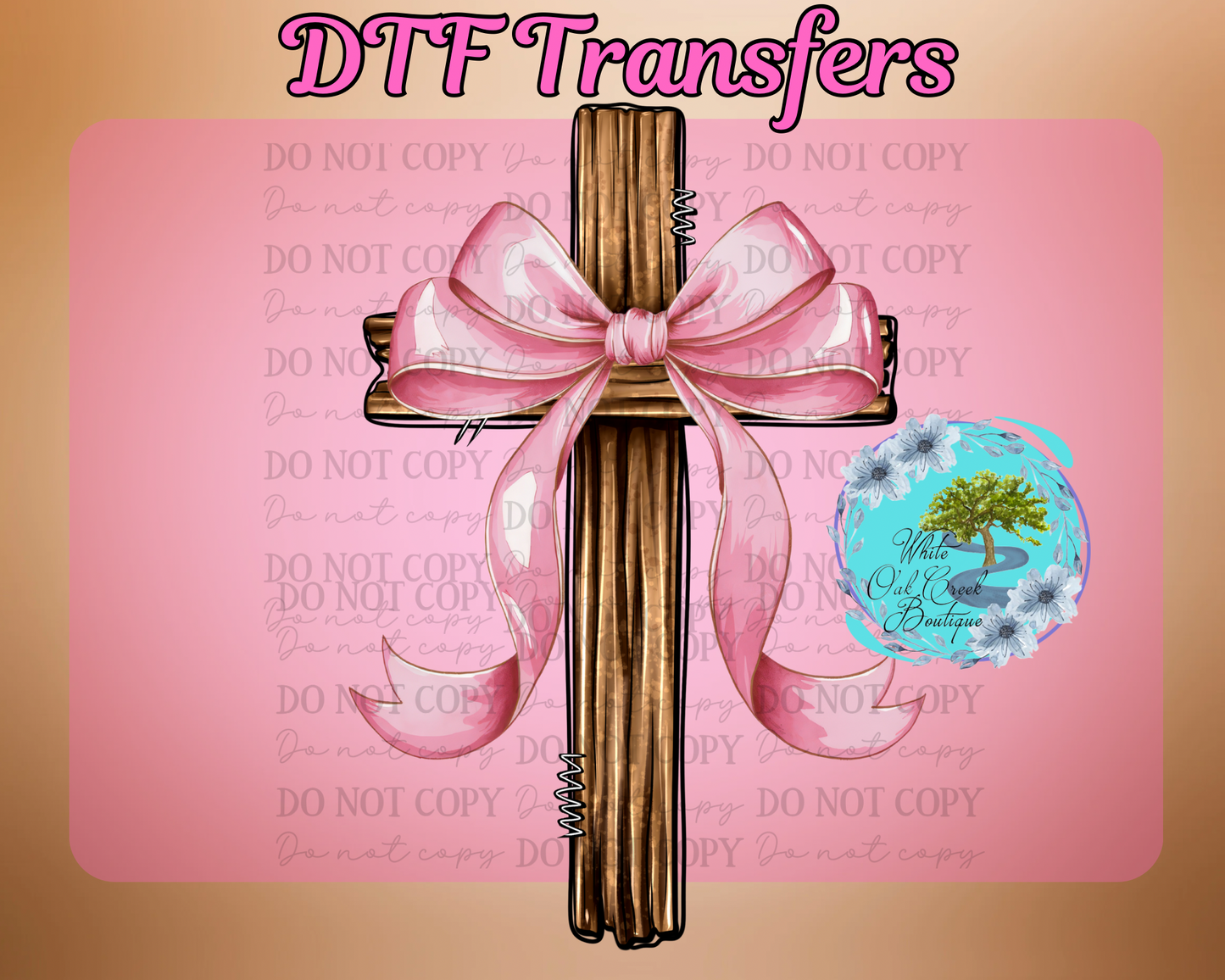 DTF Transfer Cross Coquette Bow