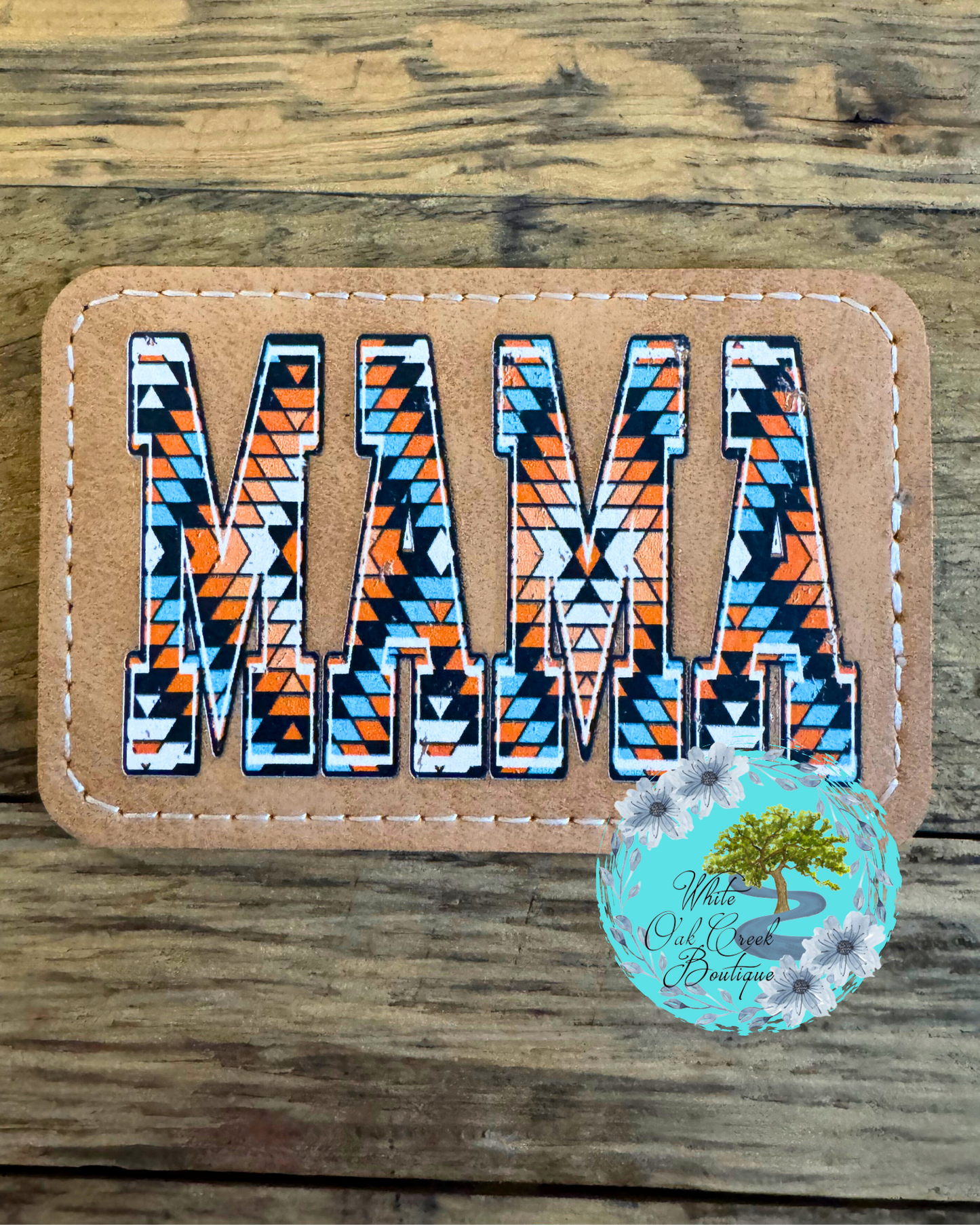 Mama Aztec Faux Leather Trucker Hat Patch