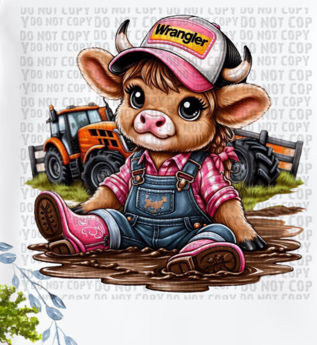 Cow Wrangler Pink Girl Onesie Bodysuit