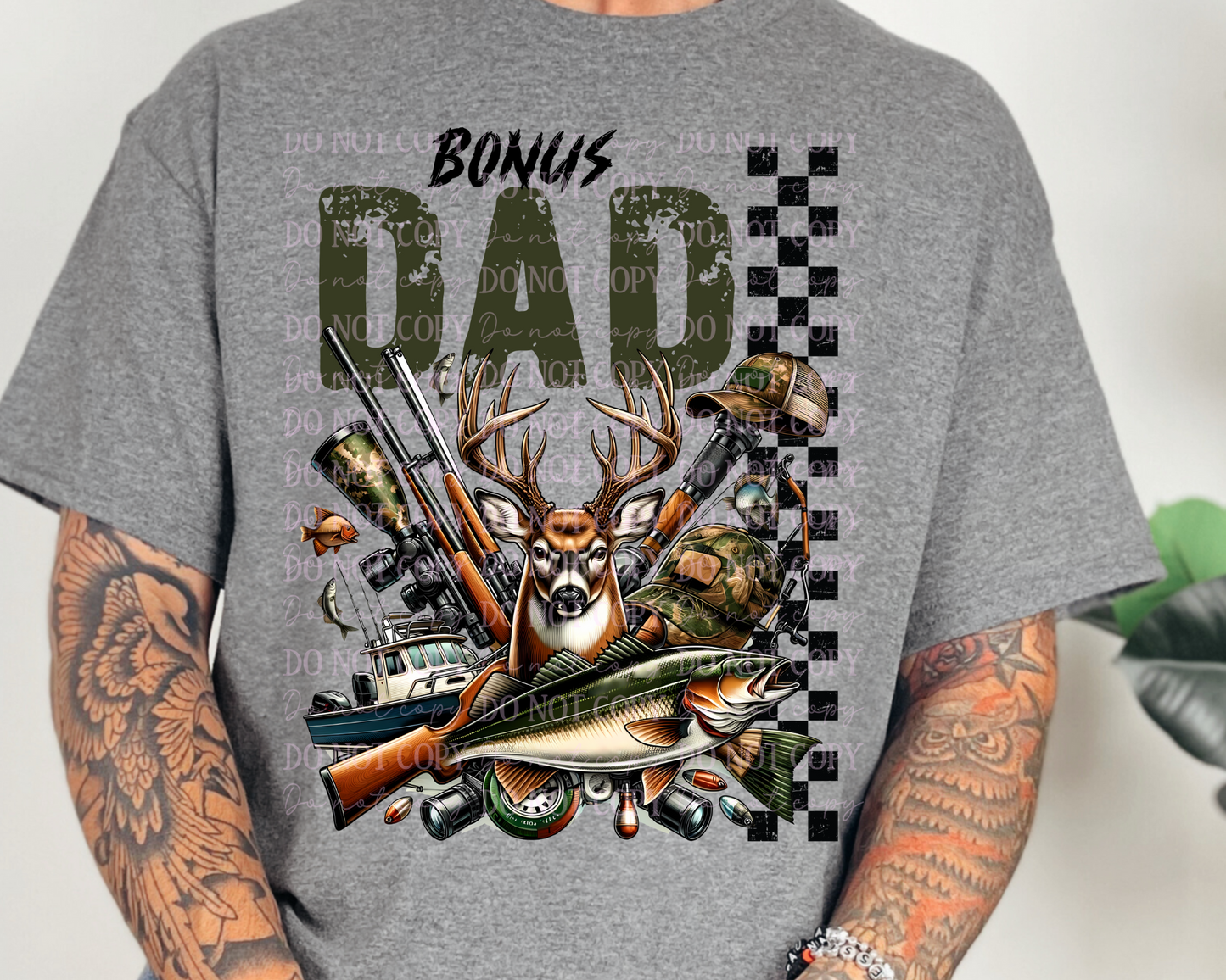 DTF Transfer Bonus Dad Hunting Fishing