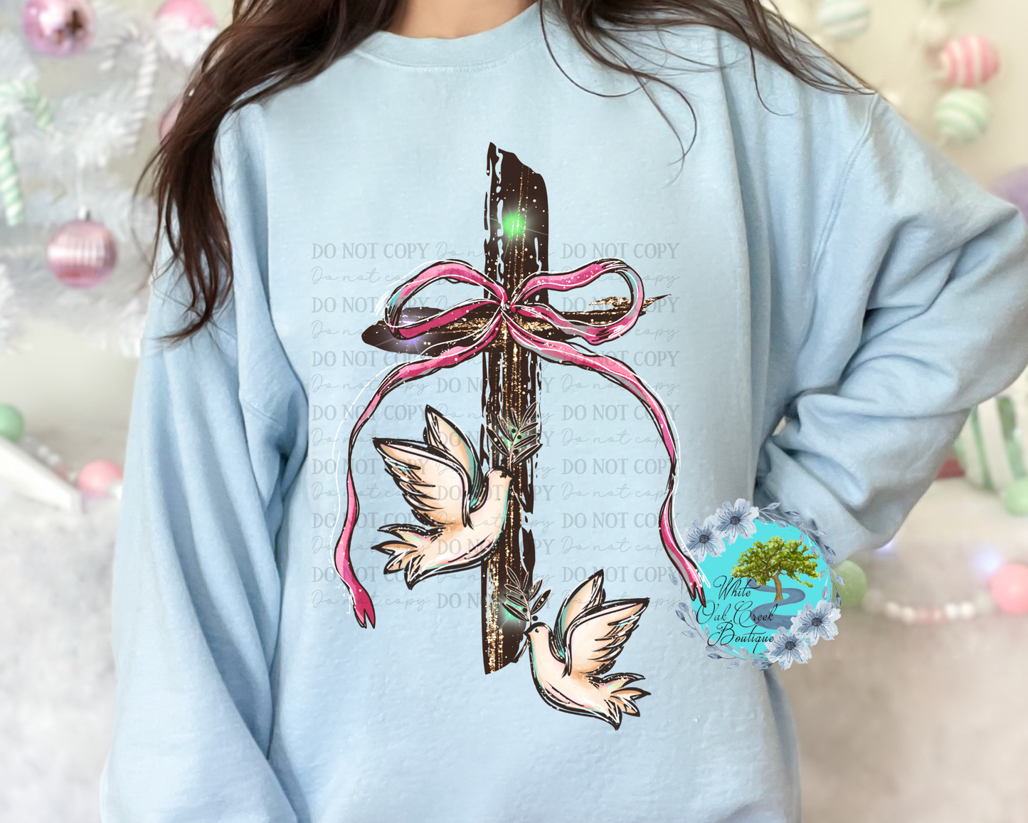 DTF Transfer Cross with Doves