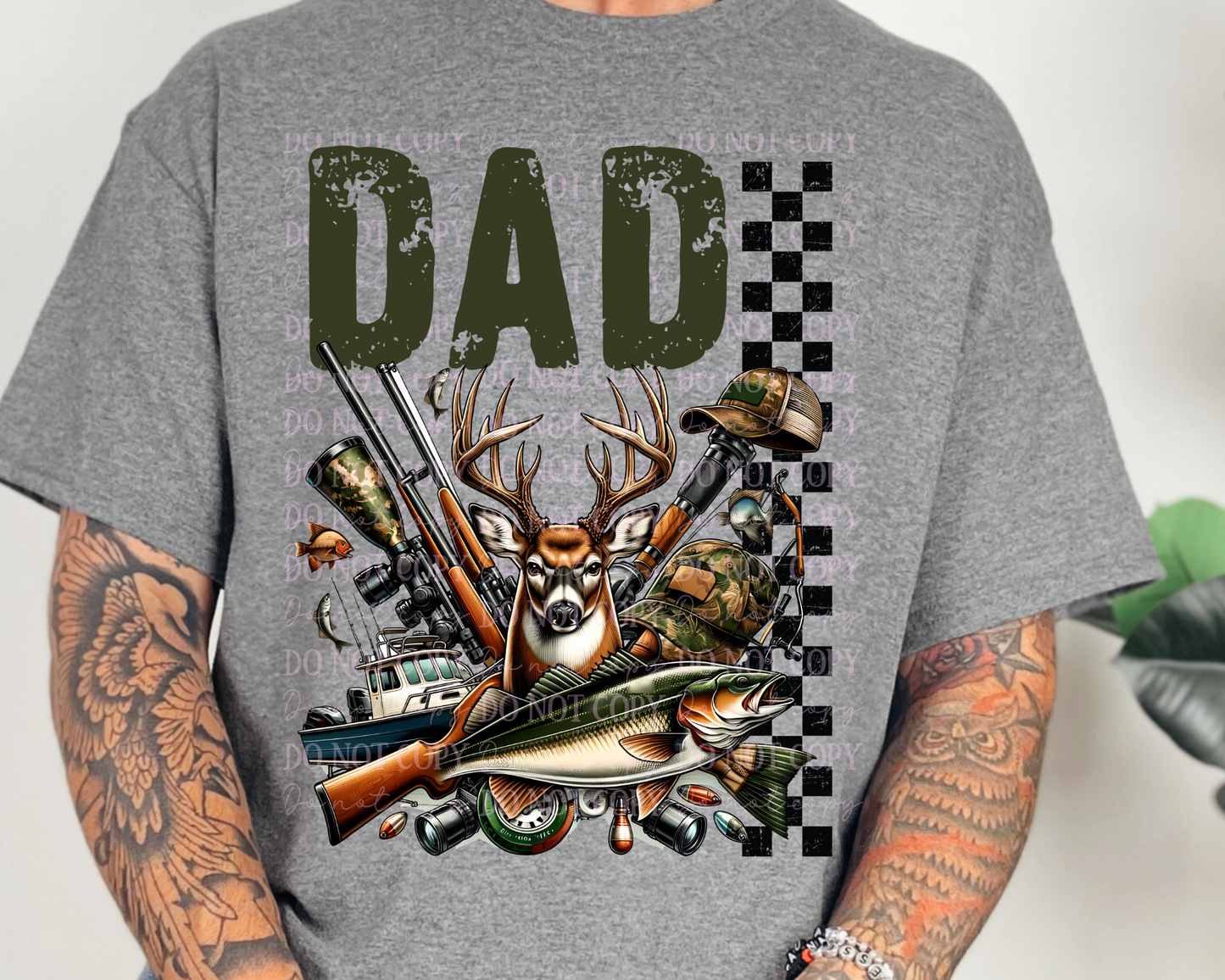 DTF Transfer Dad Hunting Fishing