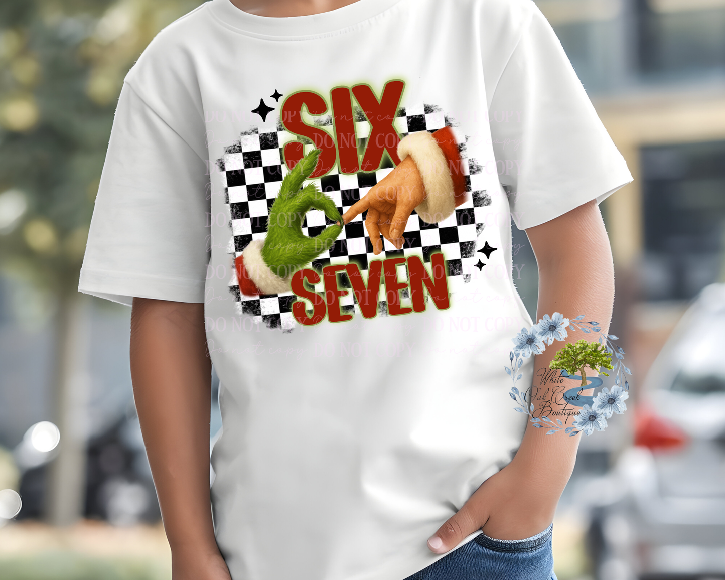 DTF Transfer Grinch Checkered Six Seven