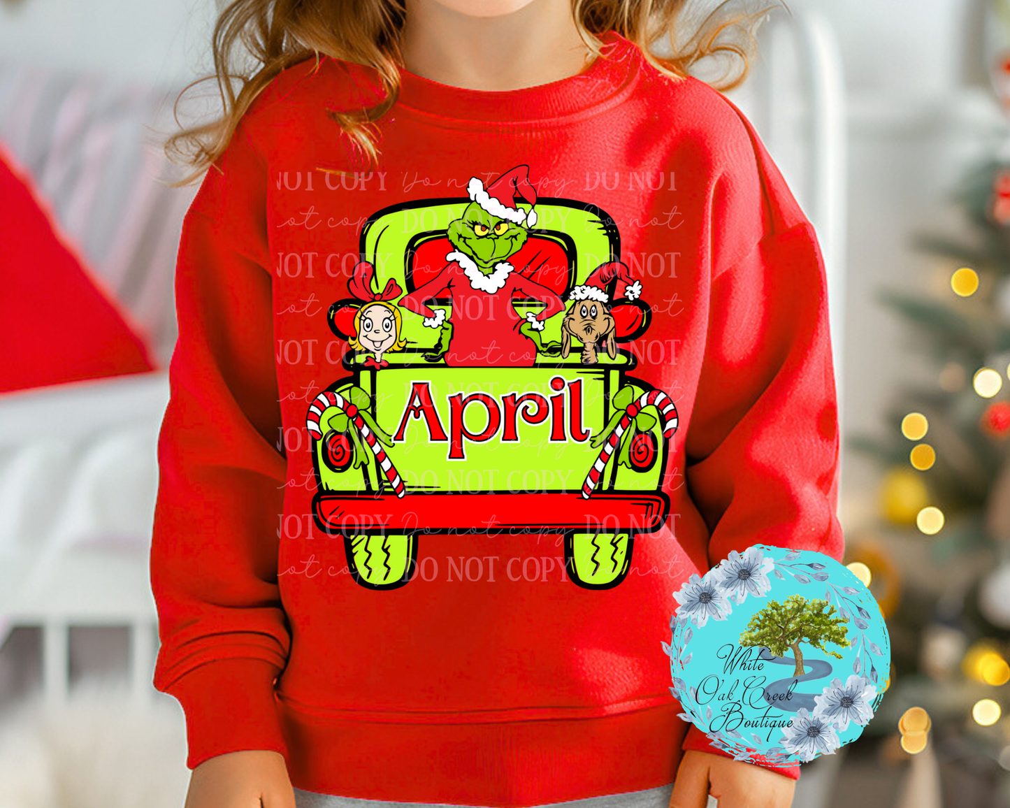 Kids Green Truck Christmas Sweatshirt