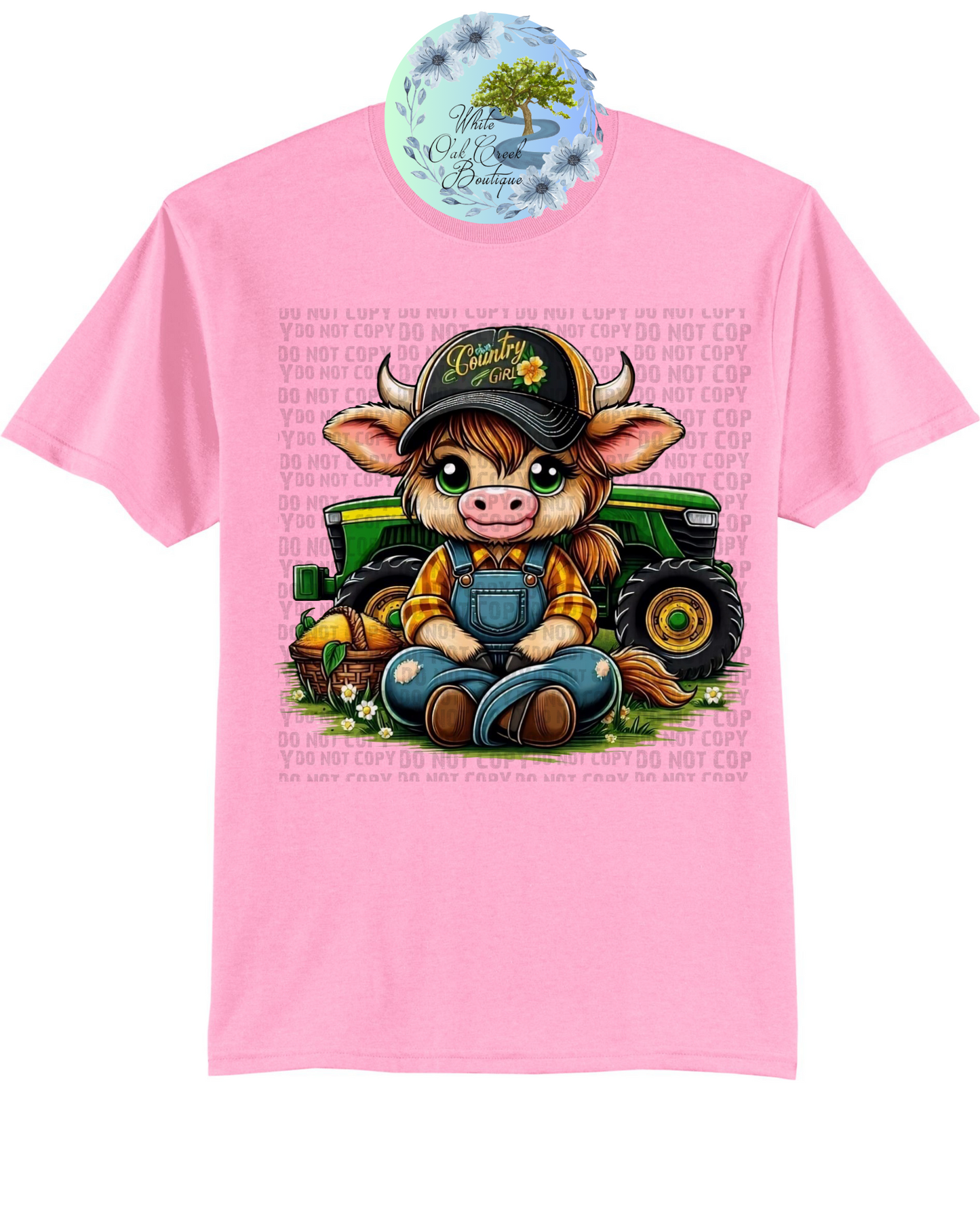 Cow Pink Country Girl Tractor T-Shirt TODDLER OR YOUTH