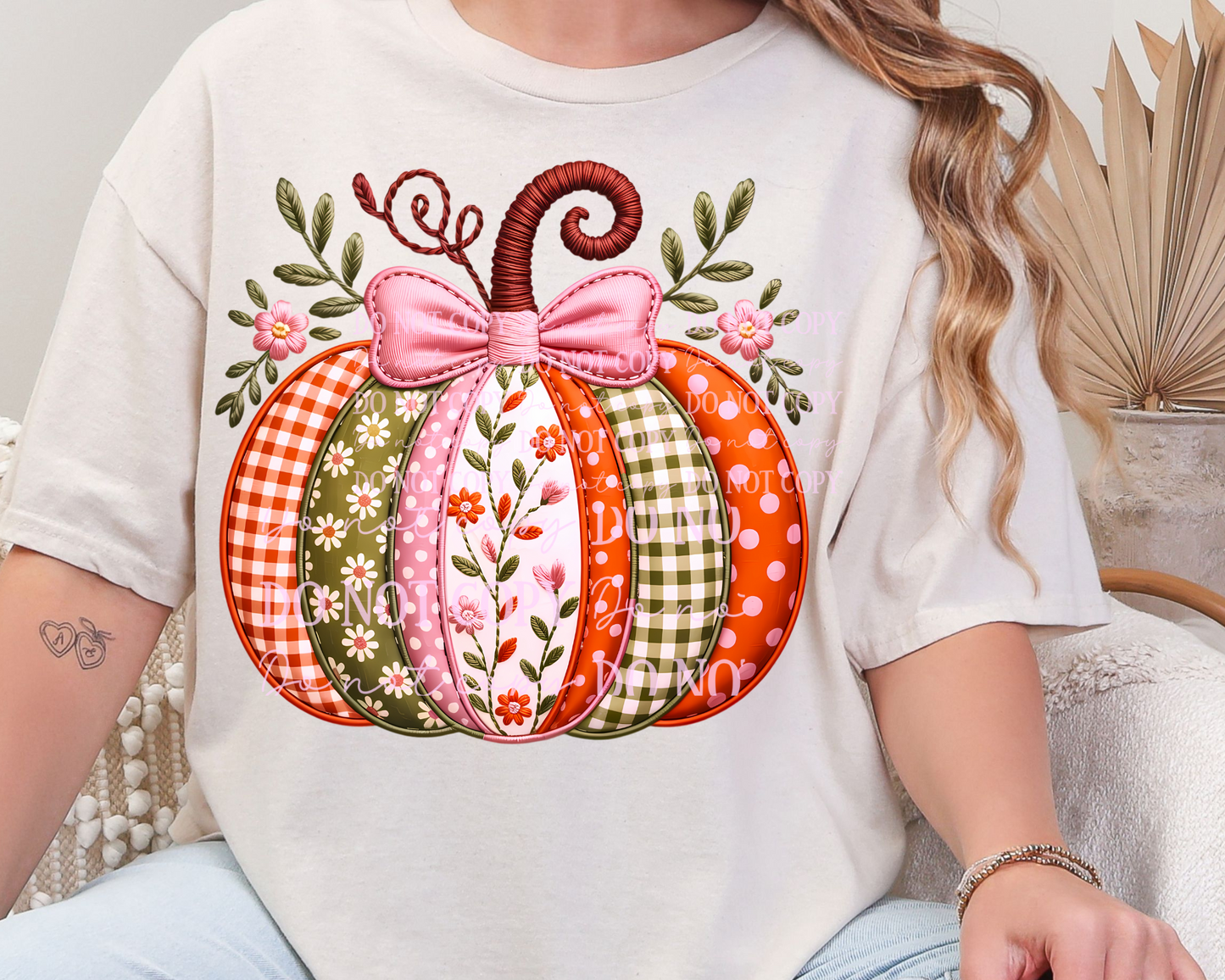 DTF Transfer Quilted Pumpkin