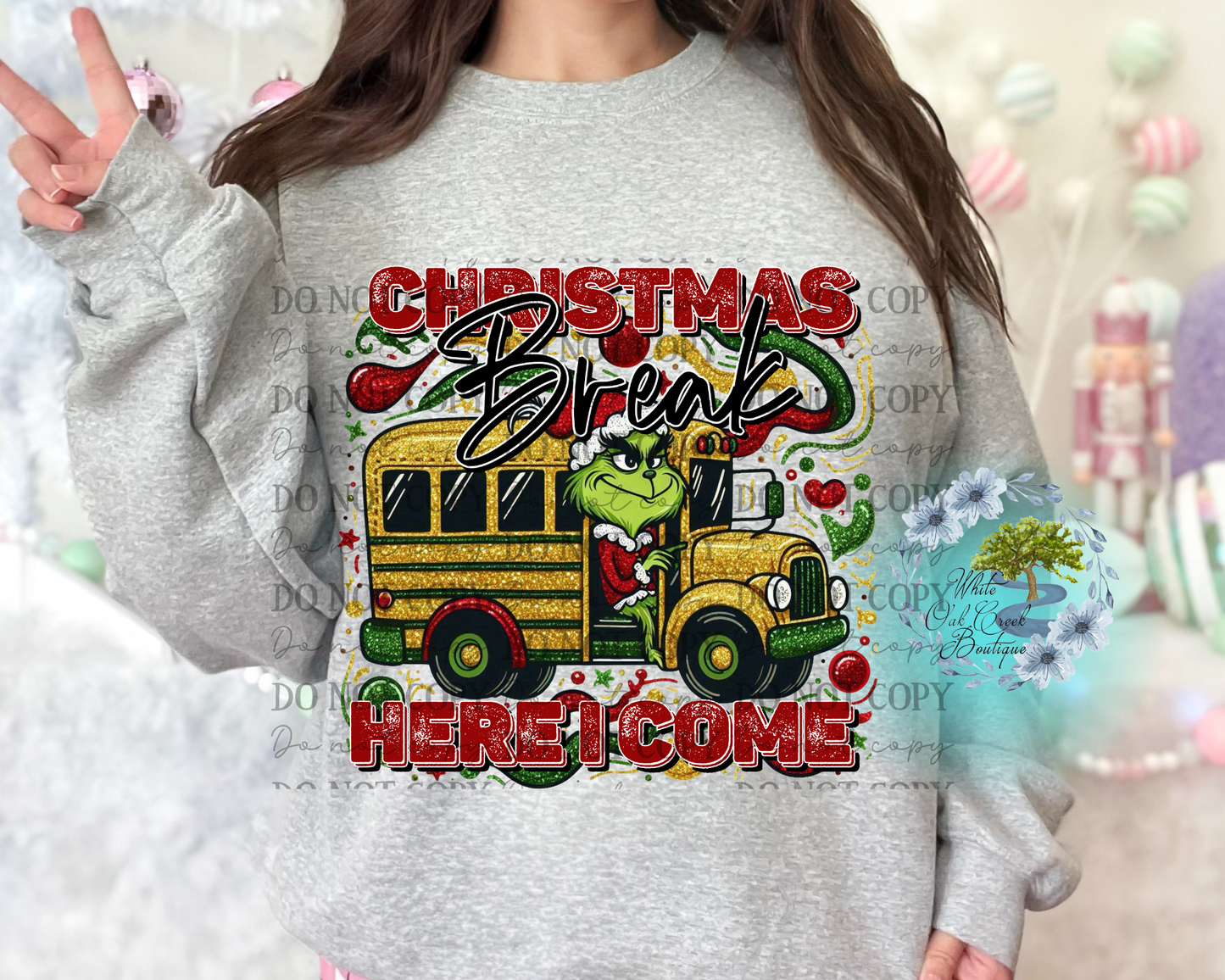 School Bus Glitter Sweatshirt or T-Shirt Green Guy