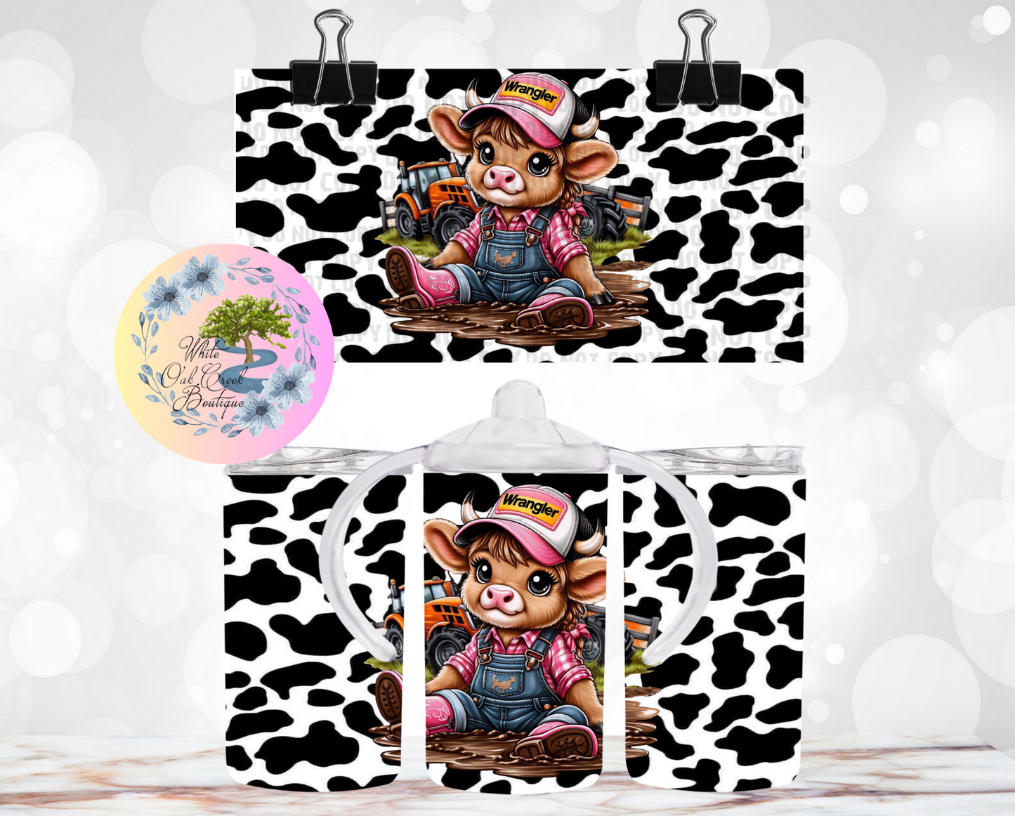 Cow Girl Pink Wrangler Tractor Sippy Cup