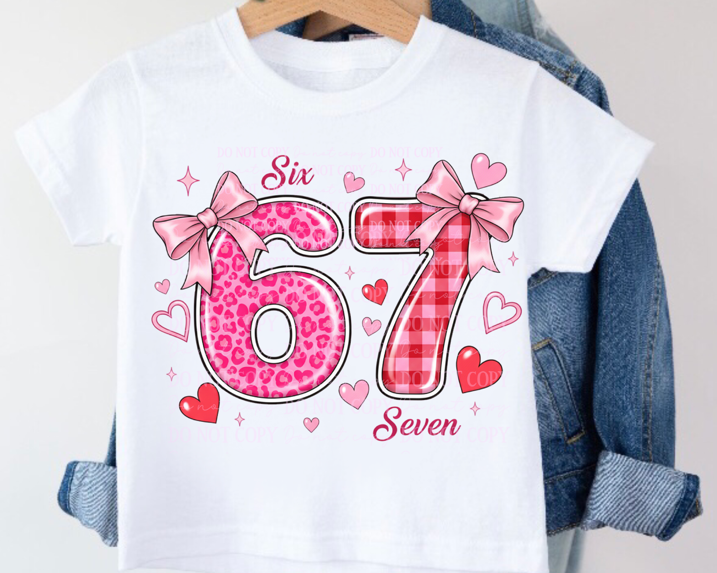 DTF Transfer Six Seven Pink Bows