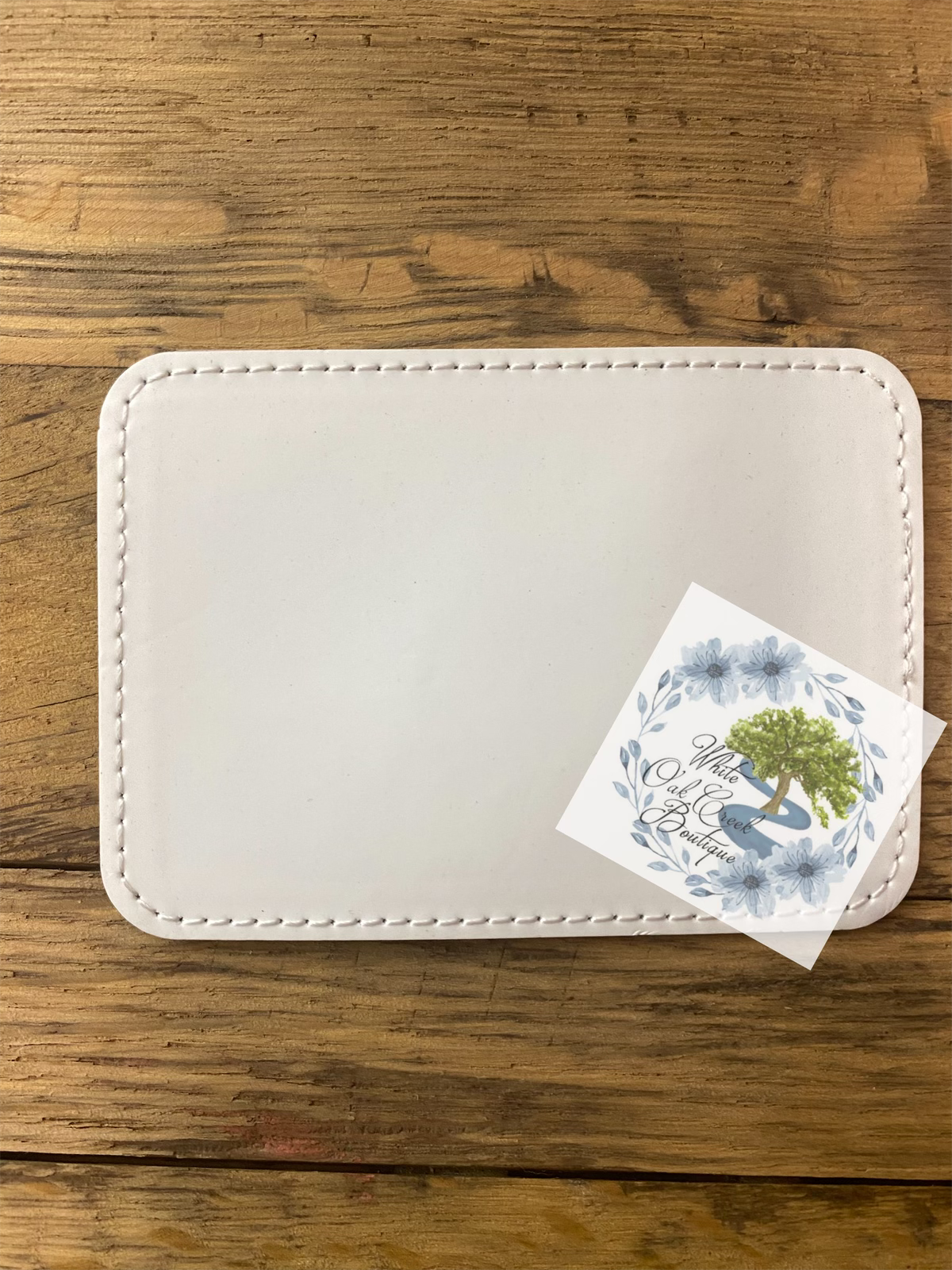 5 Pack Rectangle White Faux Leather Hat Patches