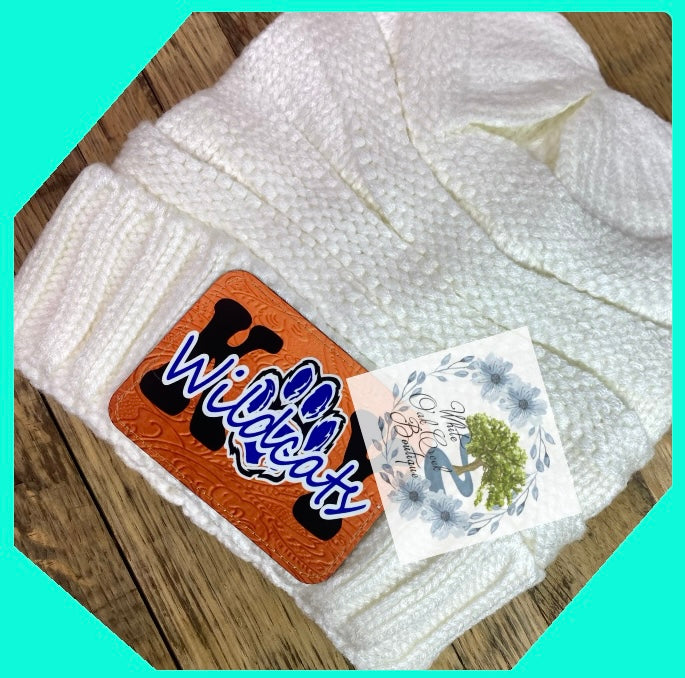 5 Pack Rectangle White Faux Leather Hat Patches