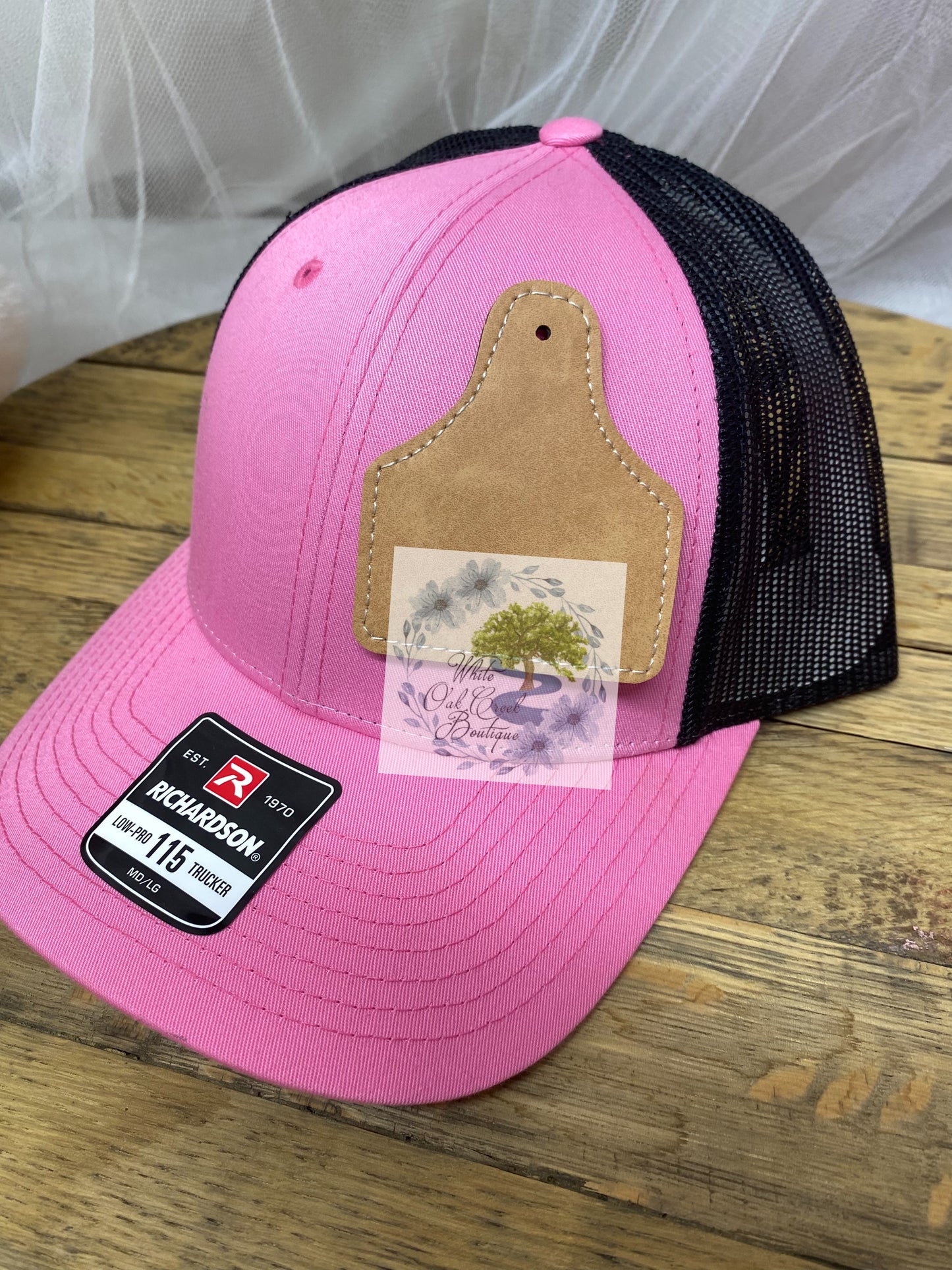 5 Pack Cow Tag White Faux Leather Sublimation Hat Patches