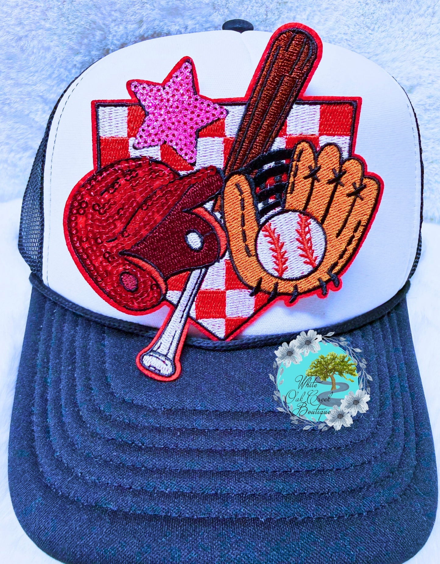 Baseball Sequin Oversized Hat Patch