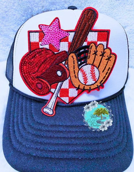 Baseball Sequin Oversized Hat Patch
