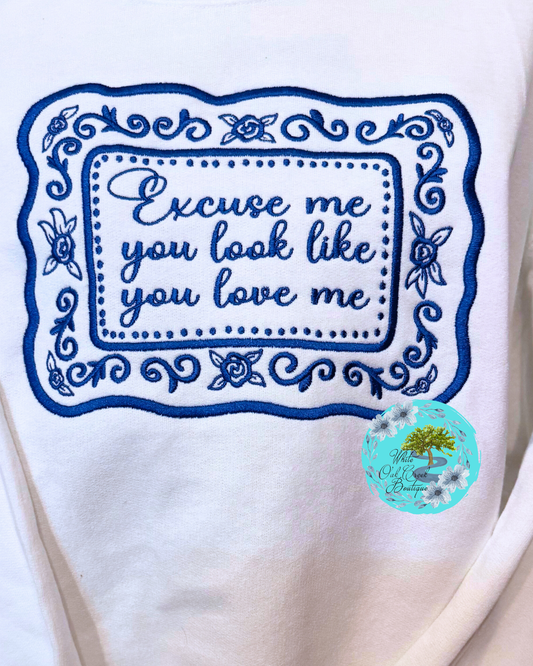Excuse Me EmbroideredSweatshirt