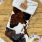 Cow Tag Personalized Sherpa Christmas Stockings Laser Engraved Faux Leather Patch