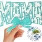 LARGE Mama Chenille & Sequin 11” Iron-On Patch DIY Teal & White Floral with adhesive