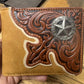 Leather Wallet Tan with Concho & Tooled Scroll