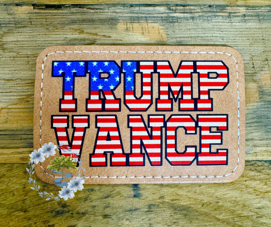 Trump Vance striped Faux Leather Trucker Hat Patch