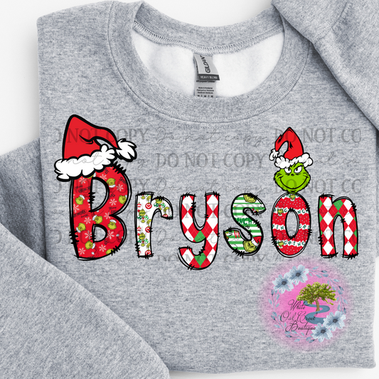 Grinch Personalized Doodle Sweatshirt