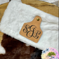 Cow Tag Personalized Sherpa Christmas Stockings Laser Engraved Faux Leather Patch