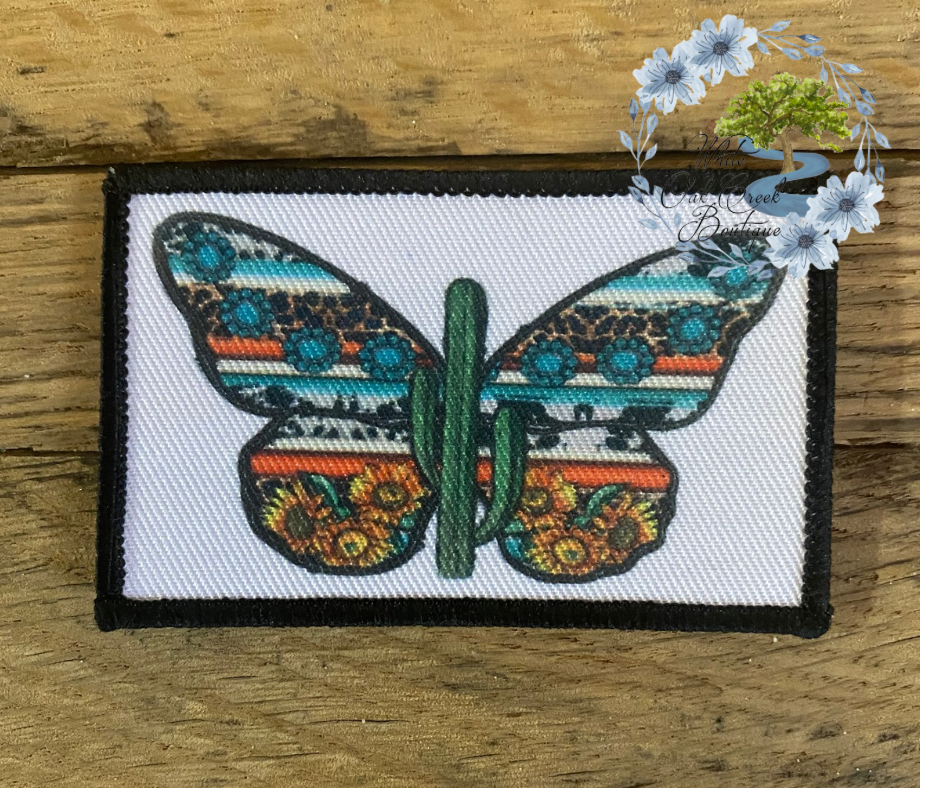 Western Butterfly Cactus rectangle Trucker Hat Patch