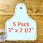 5 Pack Cow Tag White Faux Leather Sublimation Hat Patches