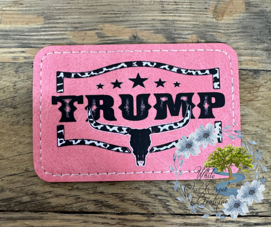 Trump Pink Faux Leather Trucker Hat Patch