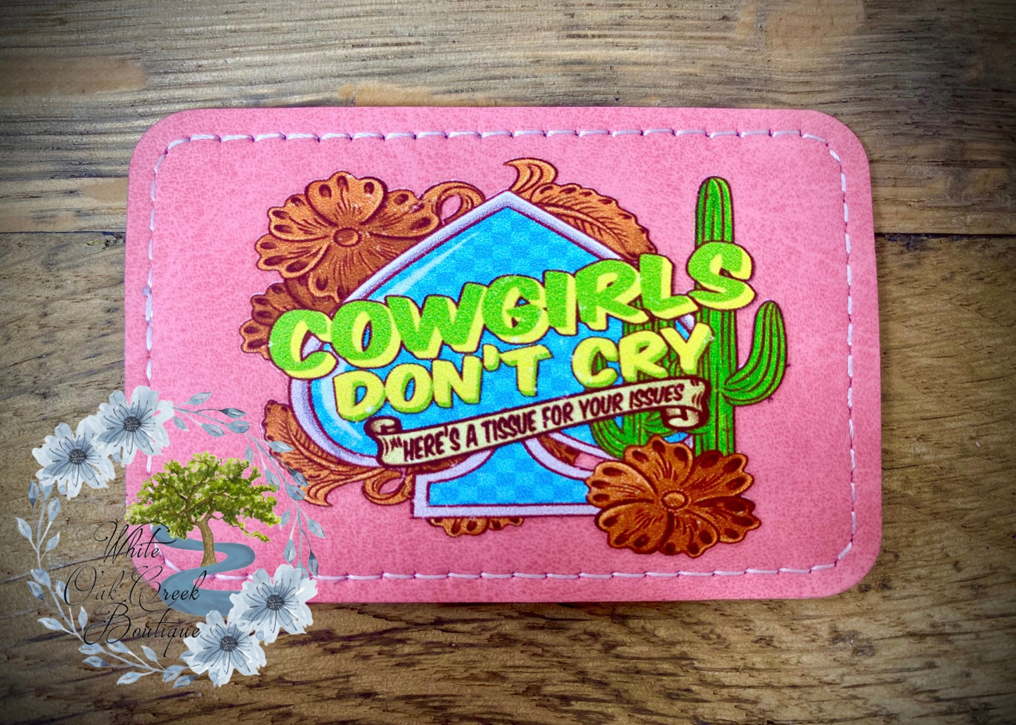 Spade Cowgirls Don’t Cry Pink Faux Leather Trucker Hat Patch