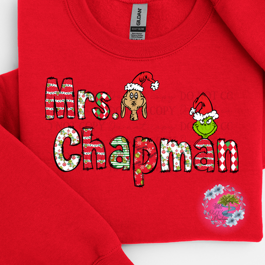 Teacher Christmas Personalized Doodle Sweatshirt