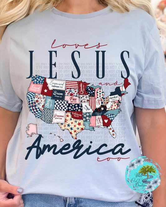Loves Jesus & America Too Scripture T-Shirt