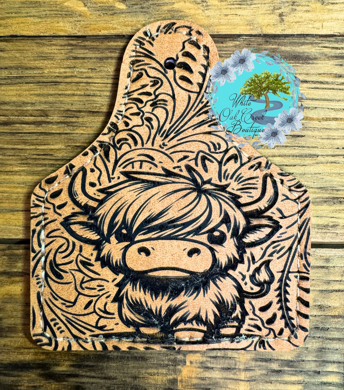 Highland Cow Lasered Faux Leather Trucker Hat Patch