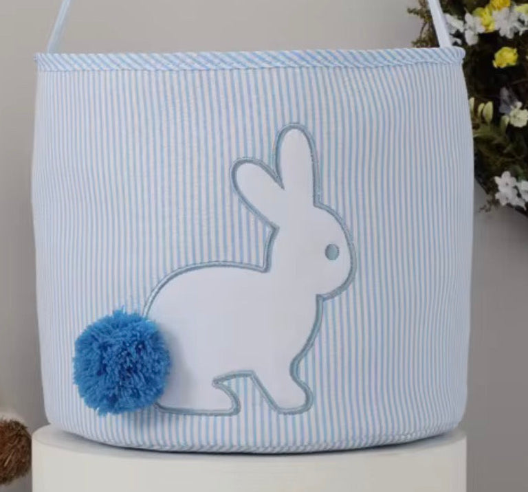 Easter Basket Seersucker Embroidered Monogrammed