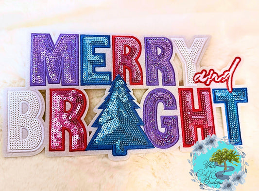 Merry & Bright Sequin 10” Iron-On Patch