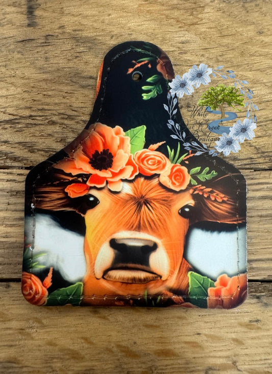 Cow Tag Floral Brown Cow Trucker Hat Patch