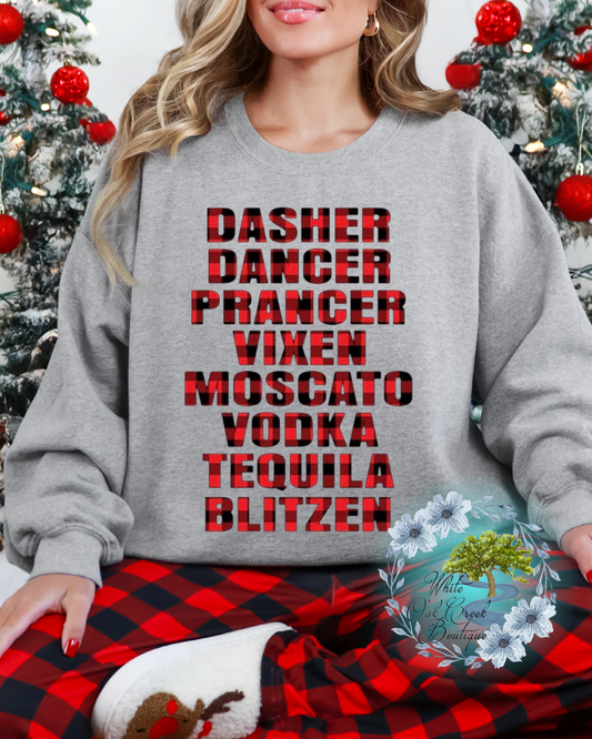 Dasher Dancer Gray Crewneck Sweatshirt