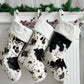 Personalized Sherpa Cow Print Christmas Stockings Laser Engraved Faux Leather Patch