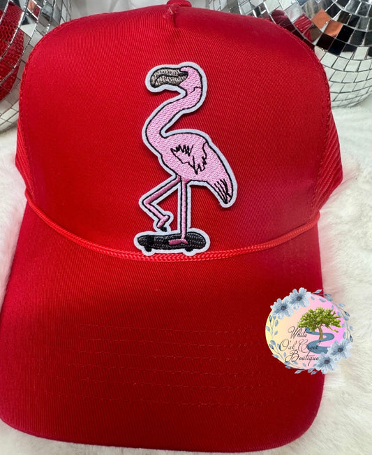 Pink Flamingo Medium Embroidered Hat Patch