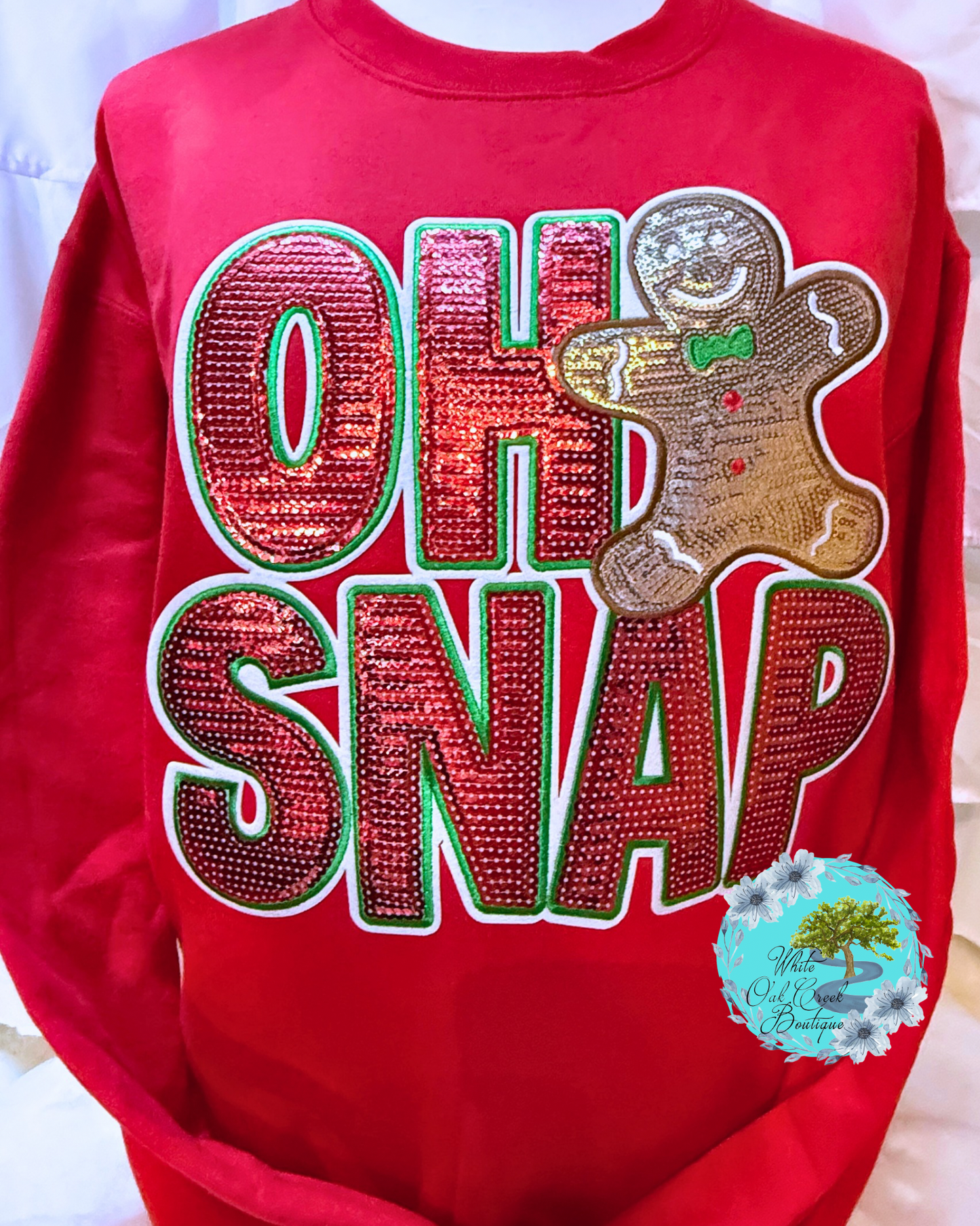 Gingerbread Oh Snap Christmas Sequins Sweatshirt