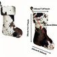 Personalized Sherpa Cow Print Christmas Stockings Laser Engraved Faux Leather Patch