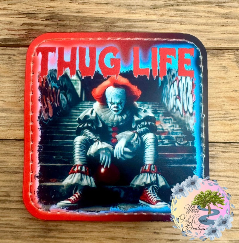 Halloween Clown Ombre Thug Life Faux Leather Hat Patch