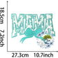 LARGE Mama Chenille & Sequin 11” Iron-On Patch DIY Teal & White Floral with adhesive