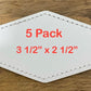 5 Pack Hexagon White Faux Leather Hat Patches