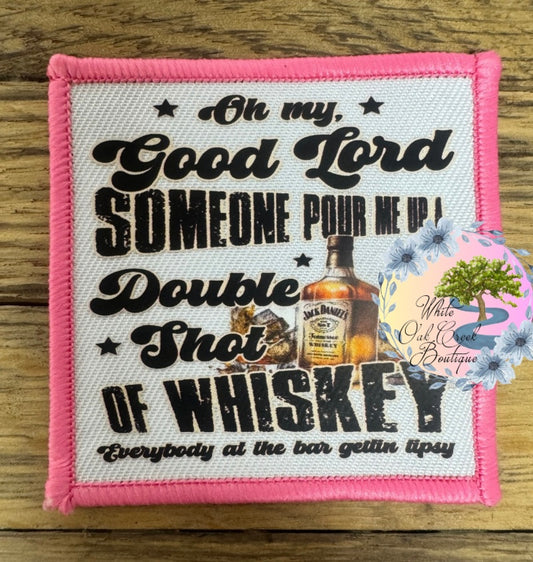 Double Shot of Whiskey Drinking Pink Hat Patch